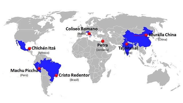 7 nuevas maravillas del mundo (mapa)