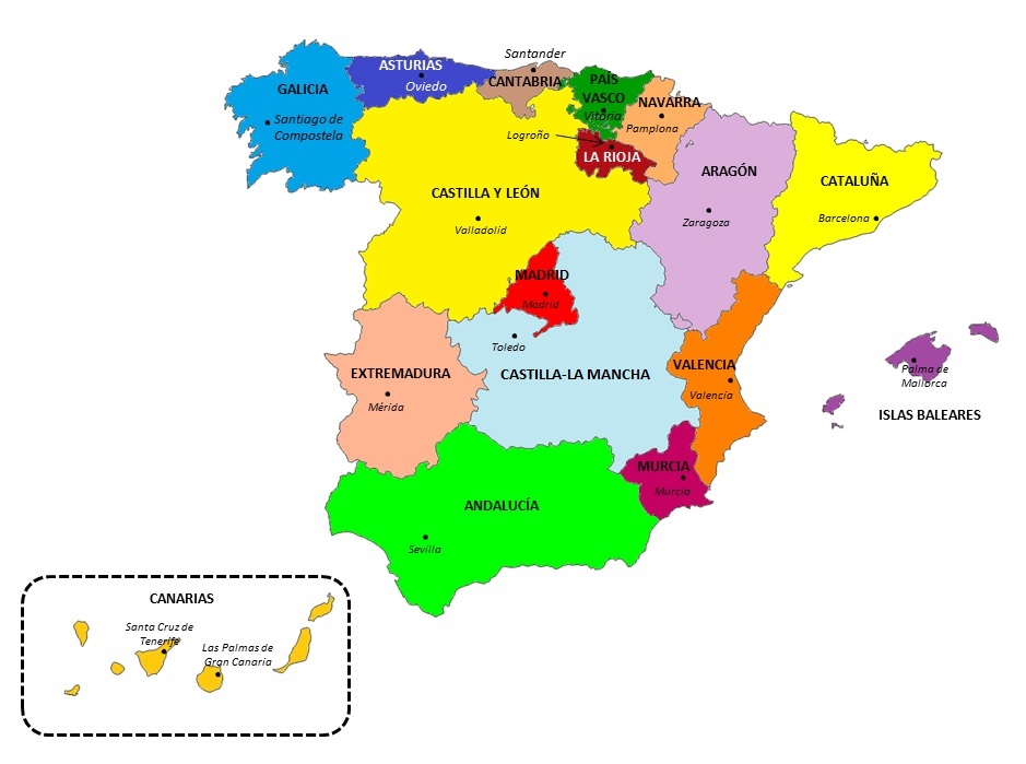 Comunidades de España y sus capitales