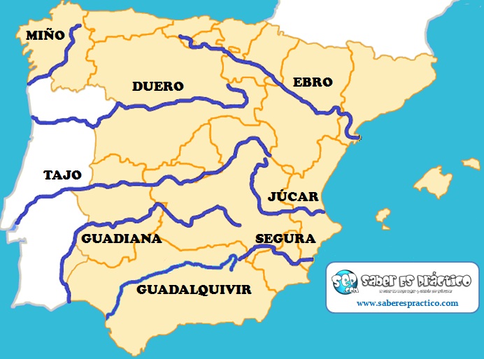 Resultat d'imatges de mapa rius espanya