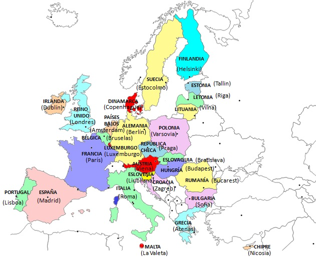 Resultado de imagen de paises y capitales de union europea