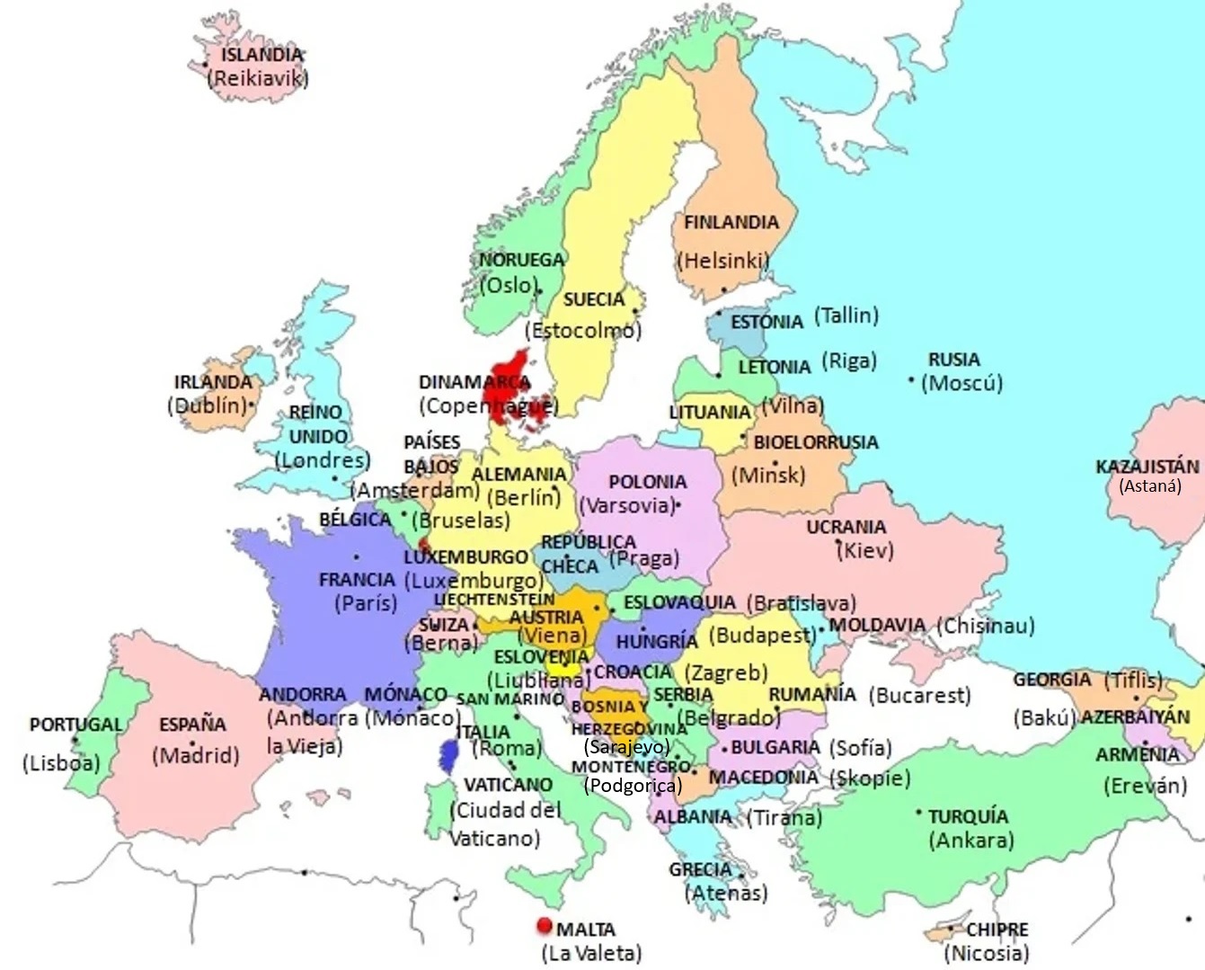 Países y capitales de Europa