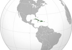 Mapa con los países de las Antillas