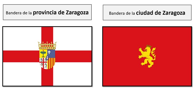 Diferencias entre la bandera de la provincia de Zaragoza y la bandera de la ciudad de Zaragoza