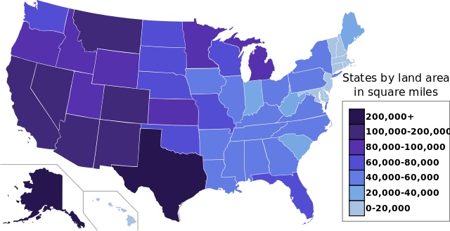 Superficie de los estados de Estados Unidos Superficie de los estados de EE. UU.