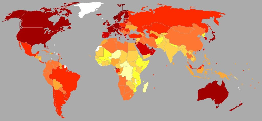 países por PIB per cápita