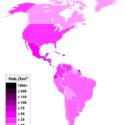 Densidad de población de los países de América (2019)
