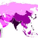 Densidad de población de los países de Asia