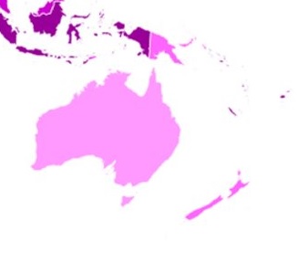 Densidad de población de los países de Oceanía