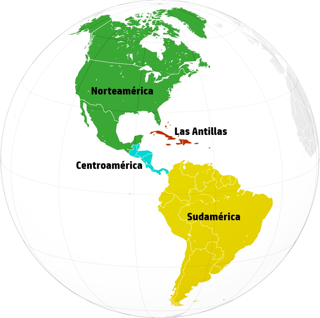 Países de América por región (Norte, Sur, Centro y las Antillas