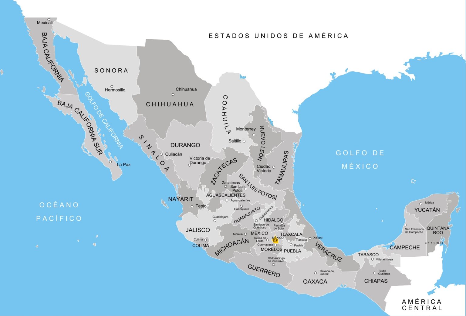 Estados de México (listado y mapa; 2024) — Saber es práctico
