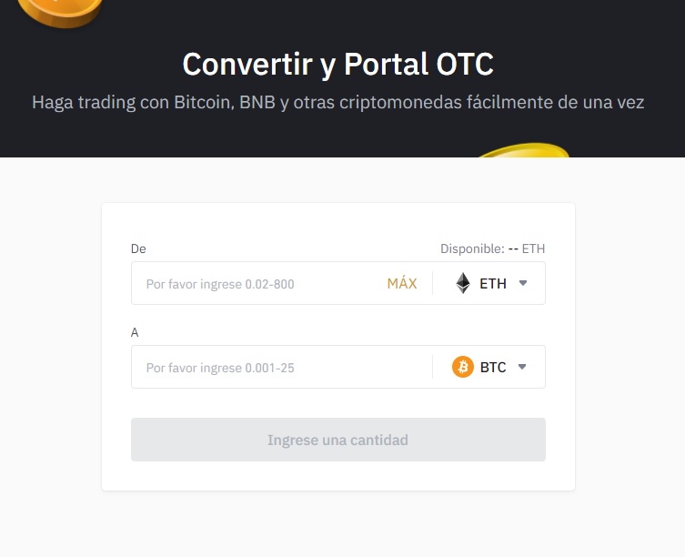 Convertir criptomonedas en Binance