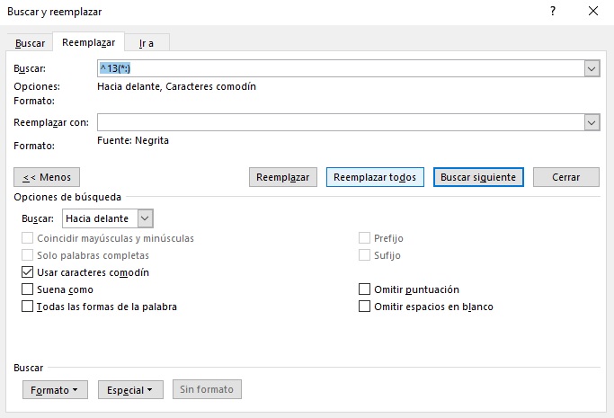 Poner en negrita parte de una lista en Word