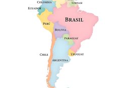 Mapa con los países de América del Sur